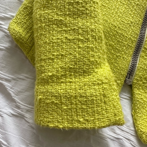 Zara Trafaluc Neon Yellow Tweed Blazer - Picture 5 of 5
